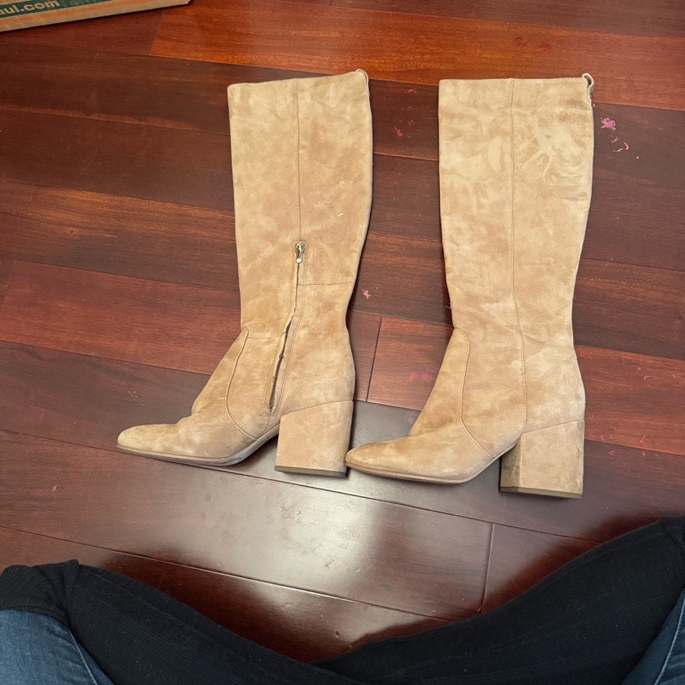 Sam Edelman Tan Suede Block Heel Boots 7.5